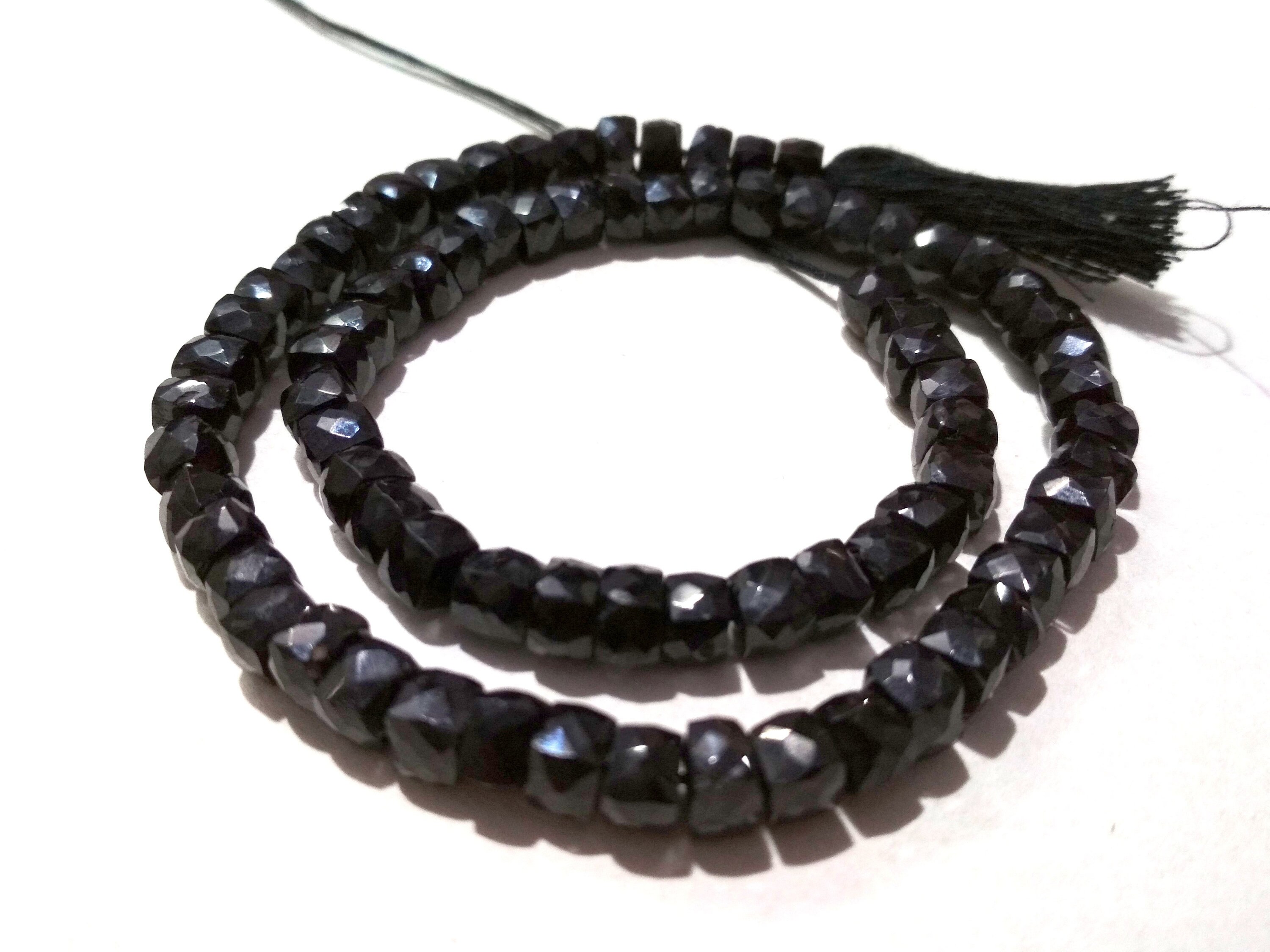 Natürlich 7mm Sparkle Schwarz Spinell Rondell Perlen