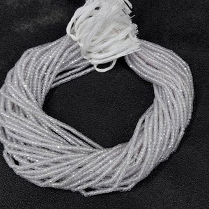 White Cubic Zircon Rondelle Beads: Faceted Gemstone Jewelry Making, 3mm 12&quot; Strand