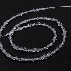 Herkimer Diamant Quarz Chips: Facettierte weiße Edelsteinperlen, 12 &quot;Strang