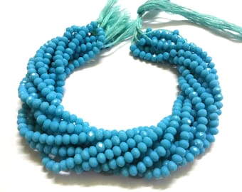 Blue Chalcedony Rondelle Faceted Beads 6mm, 12 Inch Strand