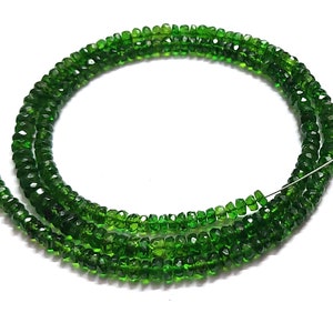 Natural Chrome Diopside Rondelle Beads: Faceted Green Gemstone Strand