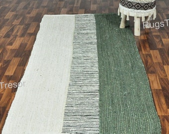 Green White Runner Hemp Runner Rugs 2x20 Stair Runner Natural Fiber Runner Rug for Living Room Runner for Hallway Rug for Patio Bathroom Rug