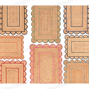 Jakobsmuschel-Teppich - Natürlicher Juteteppich, Teppich mit gewellter Jute, Juteteppich, Juteteppich 200x300, Juteteppich 10x14