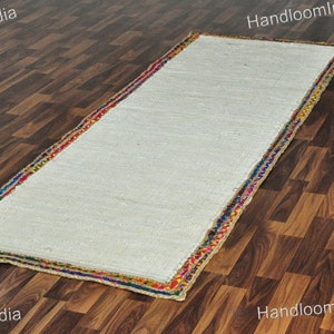 White Soft Reversible Entryways Rug Runner 2.5 X 12 ft, Braided Soft Hallway Runner 3 X 14 ft, Cotton Braided Rugs for Living Room 3 X 8 ft