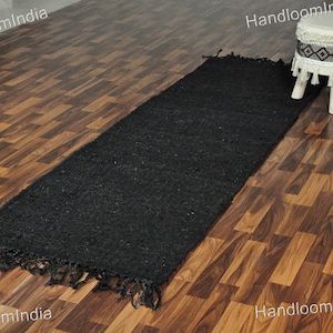 Black Braided Jute Hallway Runner 2.5 X 10 feet ON SALE, Hand-Braided Entryways Rugs Runner 3 X 8 feet, Soft Kitchen Area Rug 2 X 8 feet