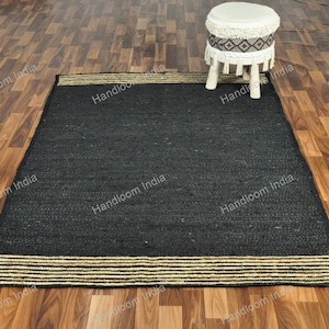 Natural Jute Braided Area Rugs For SALE 5 X 7, Reversible Hand woven Jute Rugs for Bedroom 5 X 5, Soft Jute Hallway Rug Runner 3 X 8 feet