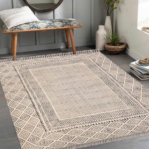 Washable Area Rug for Living Room, Cotton Rug Washable, Hand Block Print Rug, Large Area Rug 10X14, Home Washable Rug, Cotton Carpet Rug 6X9