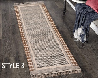 Washable Cotton Runner for Kitchen/Hallway/Entryway, Machine Washable Rug, Handwoven Runner Rug, Staircase Runner, Organic Cotton Rug Runner