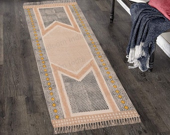 Home Washable Runner for Kitchen, Cotton Runner Rug, Washable Hall Runner, Machine Washable Rug, Cotton Bath Rug, Hand Block Print Rug