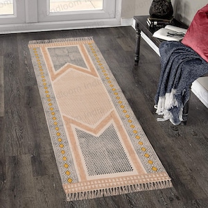 Home Washable Runner for Kitchen, Cotton Runner Rug, Washable Hall Runner, Machine Washable Rug, Cotton Bath Rug, Hand Block Print Rug