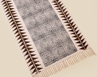 Washable Stair Runner/Hall Runner/ Entry Door Rug, Washable Cotton Rug, Washable Kitchen Rug, Hand Block Print Rug, Machine Washable Rug