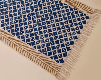 Washable Runner for Kitchen/Hallway/Stair/Entryway, Custom Cotton Rug, Printed Indoor Runner, Machine Washable Rug, Hand Block Print Rug