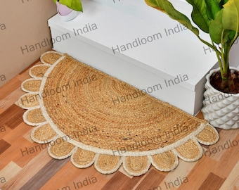 Ausgebogter Fußmatte, gebogter halber Teppich, Halbkreis-Juteteppich, geflochtene Jute-Fußmatte, umweltfreundliche Fußmatte, halbmondförmige Fußmatte, Eingangsbereich