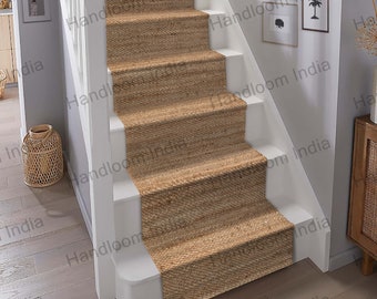 Jute Stair Runner, Jute Runner Rug, Anti Slip Jute Rug for Stair Steps, Seagrass Runner for Stairs, Jute Stair Carpet Rug, Stair Treads