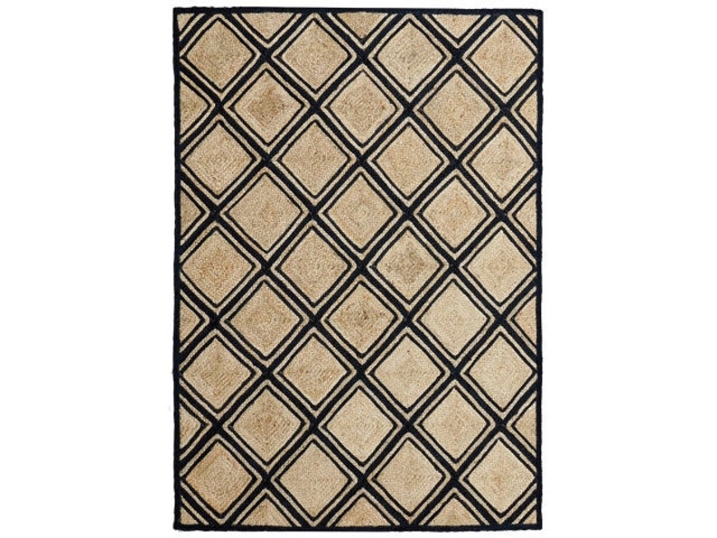 Natural Jute & Black Braided Rugs for Living Room 5 X 7 Feet Etsy