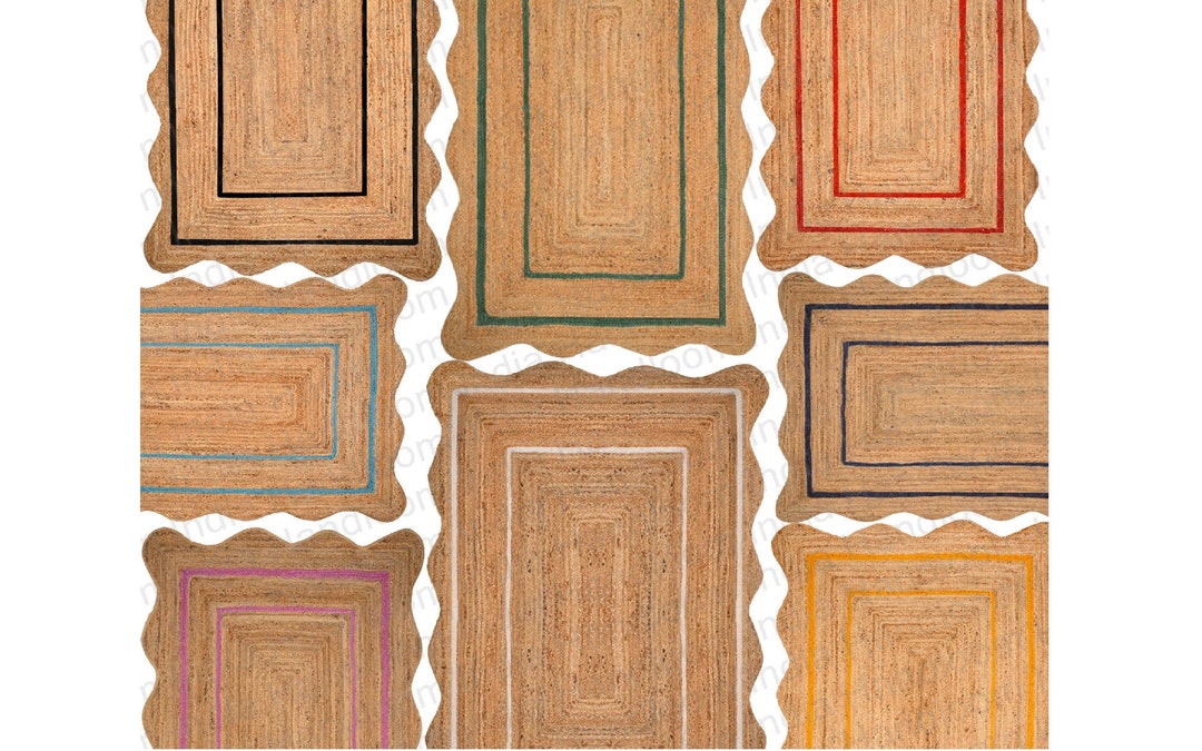 Jute Foyer Runner, Jute Scallop Rug, Custom Jute Rug, Natural Jute