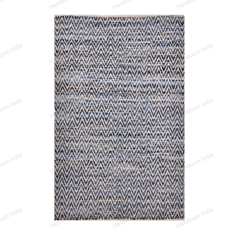Hand Loomed Rug, Denim Tufted Rug, Woven Scandinavian Rug, Blue Braided Rug, Denim Rug, 5x7 Hand Knotted Rug for Living Area, Hallway Runner