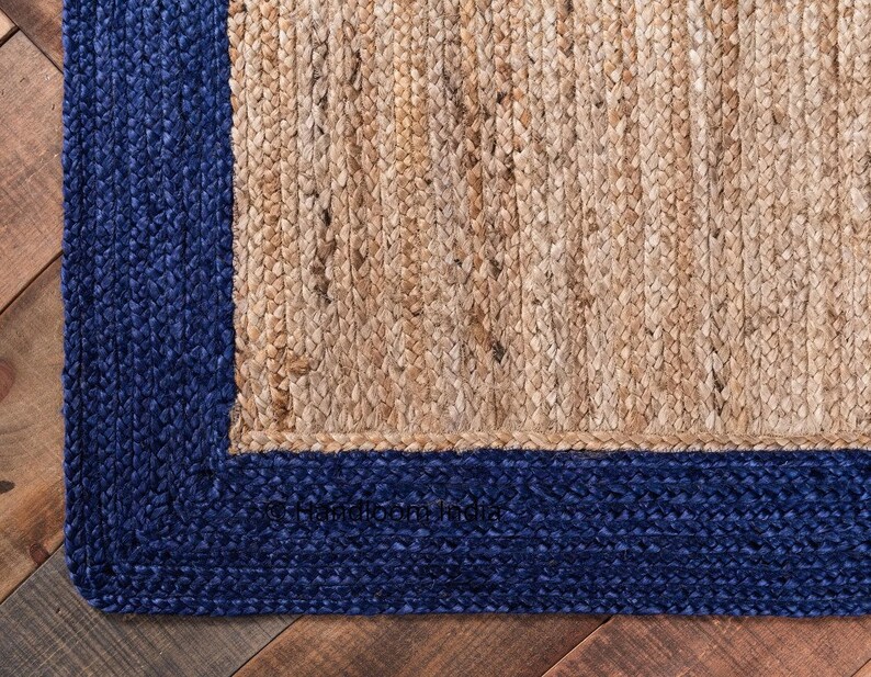 Navy Jute Rug 5x8 for Living Room Natural Jute Rug 4x6 for Etsy