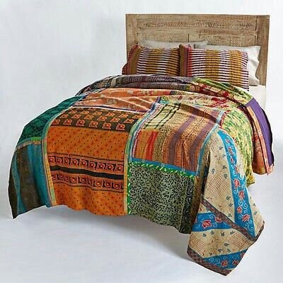 King Size Patchwork Kantha Quilt King Kantha Bed Cover King - Etsy