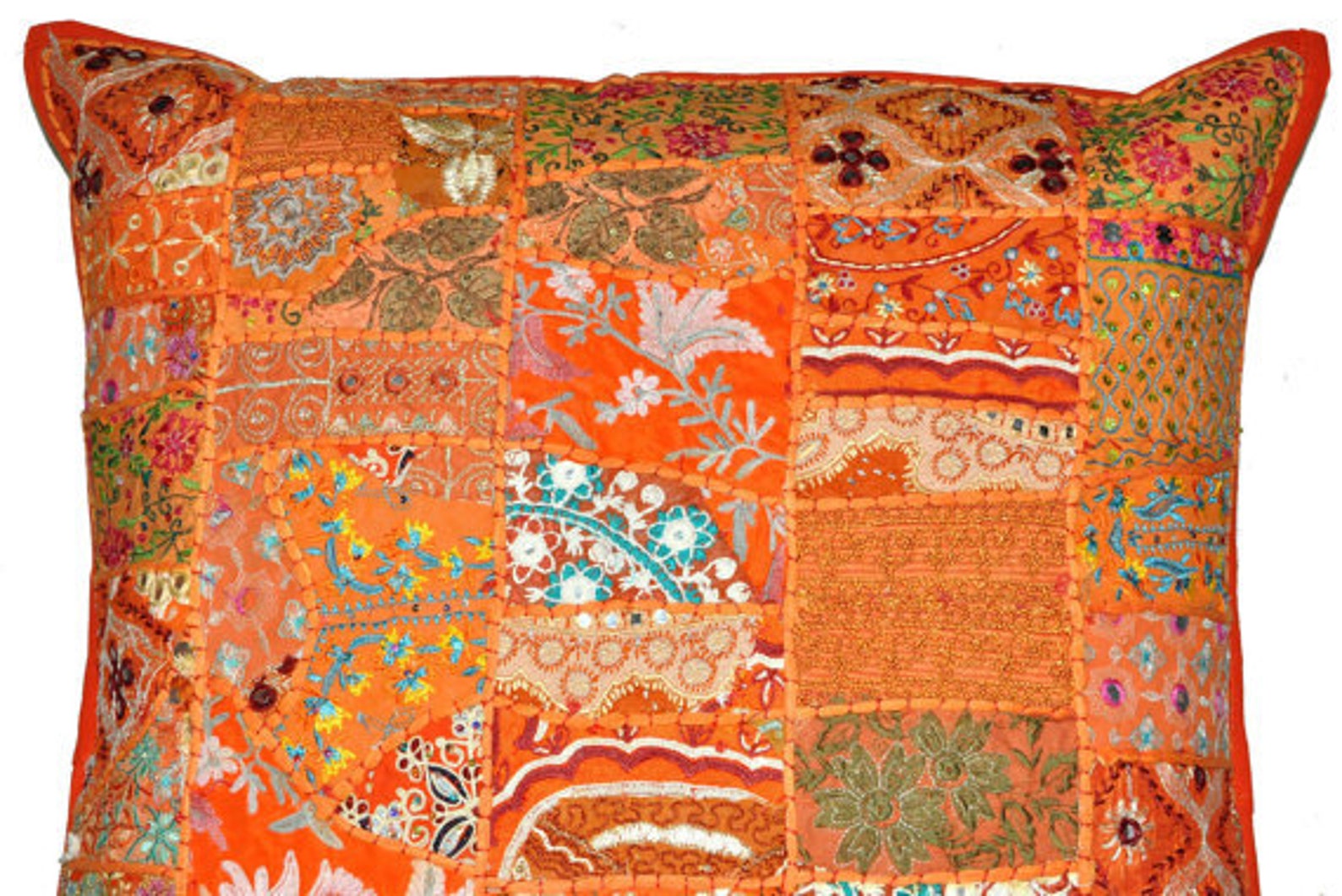 24x24 Vintage Bohemian Indian Throw Pillow in Orange Etsy