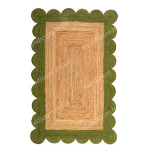 Natural Jute Scallop Rug, Scalloped Rug, Scalloped Jute Rug, Jute Area Rug 8X10, Handwoven Rug, Square Scallop Rug, Custom Rug, Seagrass Rug