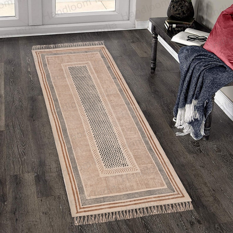 Machine Washable Rug, Block Printed Rug, Hallway Rug, Entryway Runner, Kitchen Rug, Bedside Rug, Hand Washable Rug, Rug for Dining Table