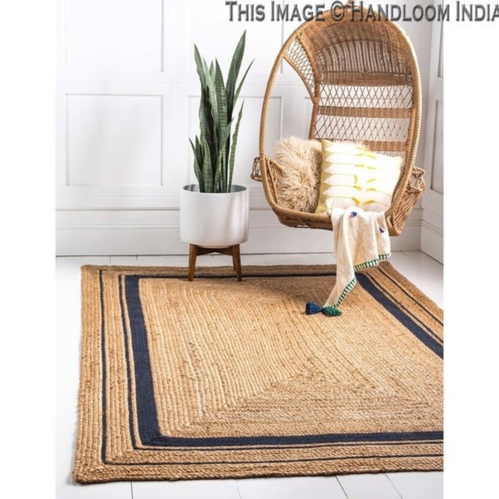 Navy Jute Rug Natural Jute Rug 4x6 Jute Area Rug 8x10 Etsy