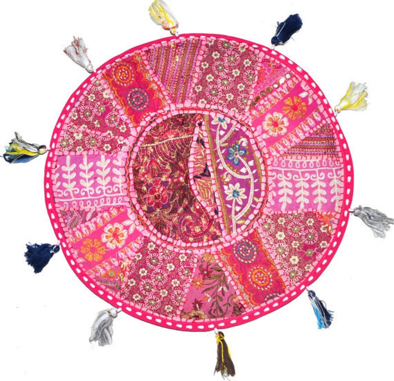Beautiful 22 Decorative Round Floor Pillow in Pink Etsy