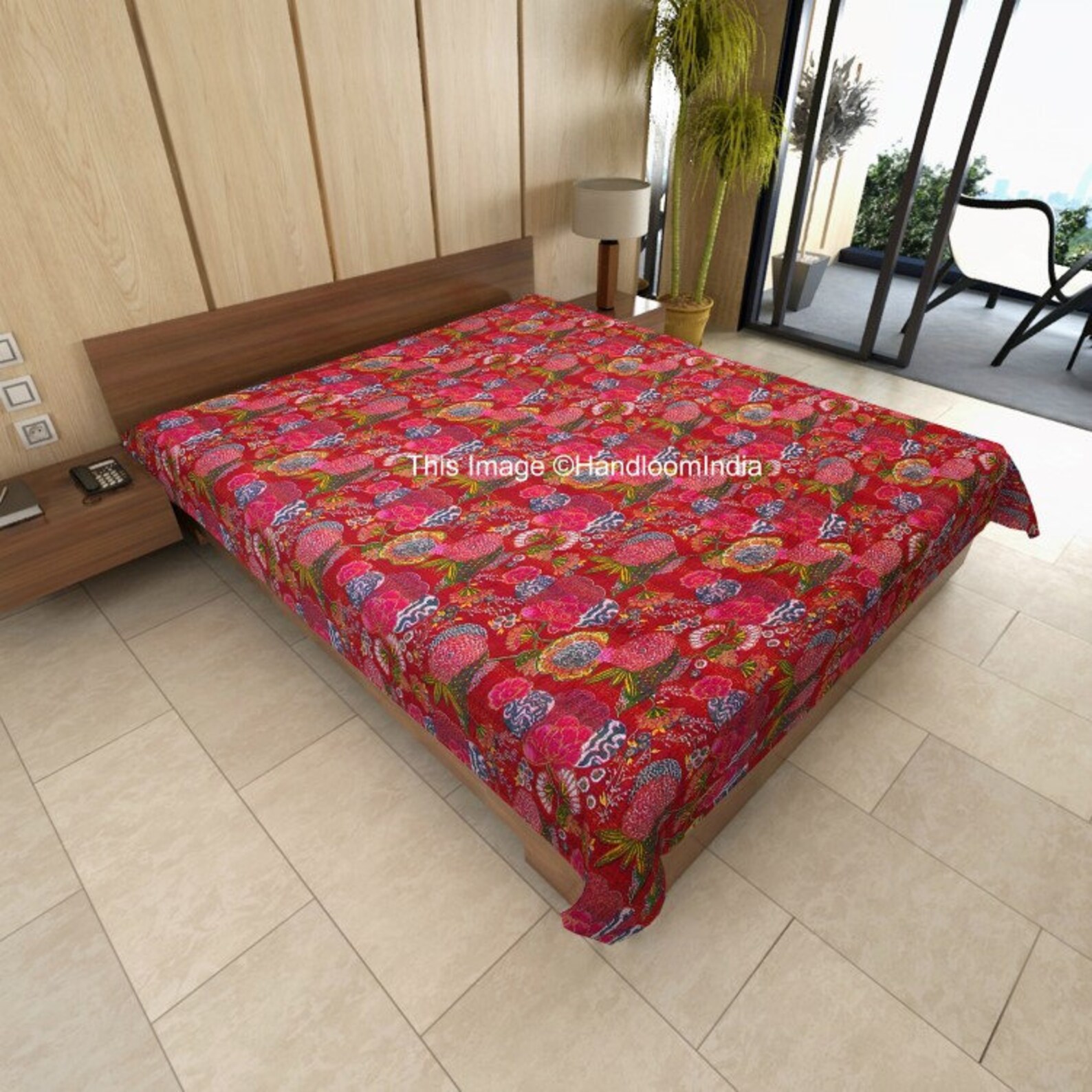 Indian Kantha Quilt Queen Size Kantha Bed Cover Bedspread Etsy