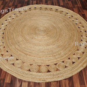 Rond jute vloerkleed, extra groot rond vloerkleed voor woonkamer, rond vloerkleed 10' IN DE SALE gevlochten jute vloerkleed voor eetkamer 9 x 9 voet, ronde deurmat