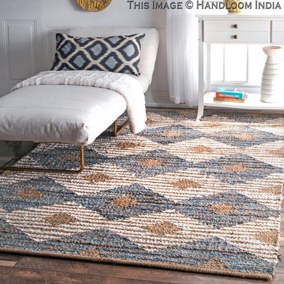 Heavy Duty 5 X 7 Braided Area Rug in Diamond Shape for Living Room