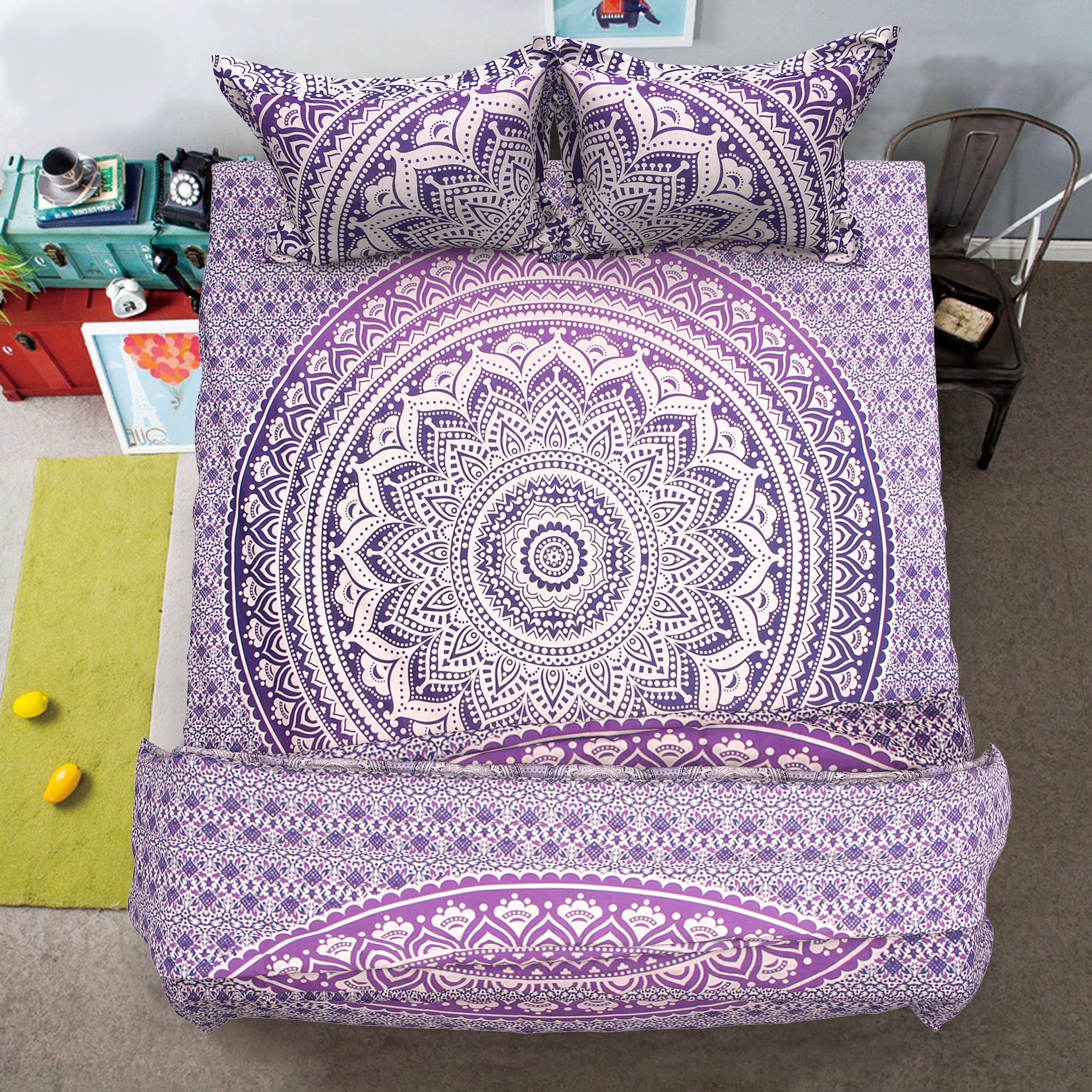 Baumwolle Textil werfen Wandbehang Blumen-Mandala Bettwäsche Königin-Tapisserie Baumwolle Textil werfen Wandbehang Blumen-Mandala Bettwäsche Königin-Tapisserie