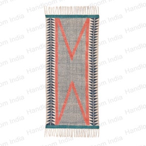 Washable Runner Rug, Cotton Washable Rug, Rug for Hallway, Customize Cotton Rug, Organic Dye Rug, Block Print Runner, Machine Washable Rug