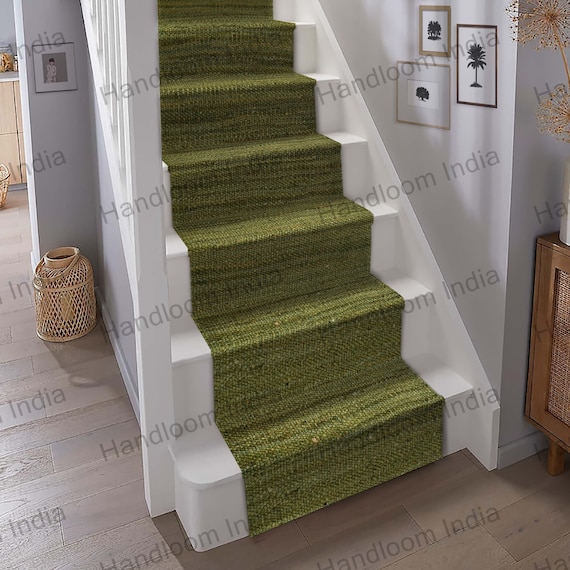 Stair Runner, Jute Runner, Runner Rug, Green Stair Runner, Stair Treads, Woven Hall Runner, Hemp Jute Runner, Entryway Runner, Kitchen Rug