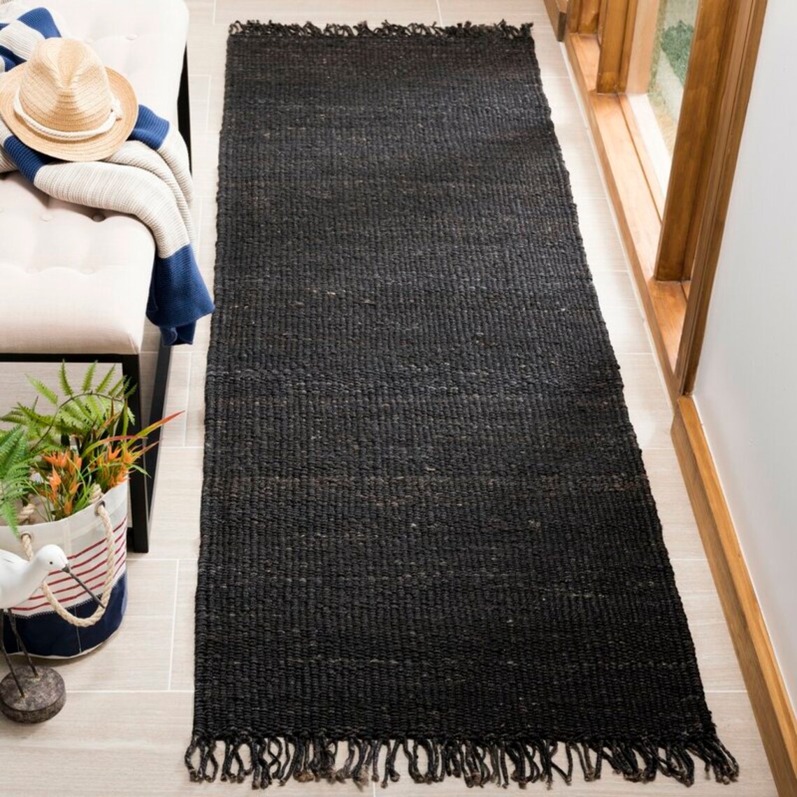 Black Braided Jute Hallway Runner 2.5 X 10 Feet ON SALE Etsy
