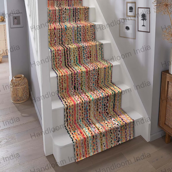 Jute Cotton Runner, Chindi Runner, Jute Runner, Stair Runner, Stair Treads, Seagrass Runner, Handwoven Jute Rug, Entry Area Rug, Hallway Rug