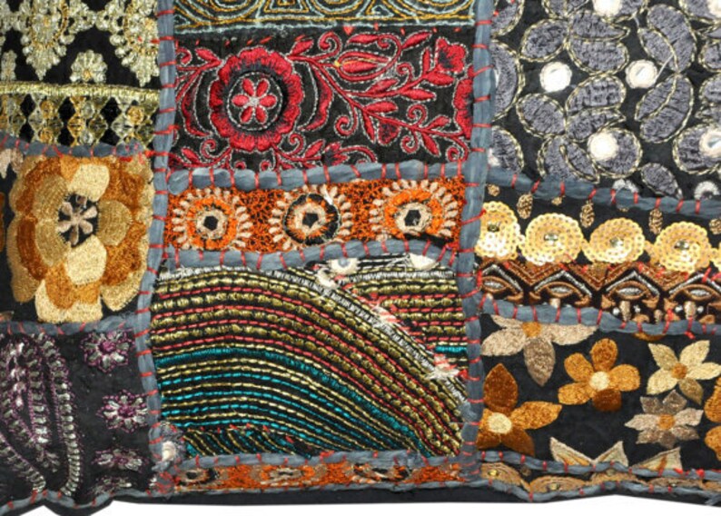 Black Embroidered Throw Pillows for Couch 24X24 Inches Extra Etsy