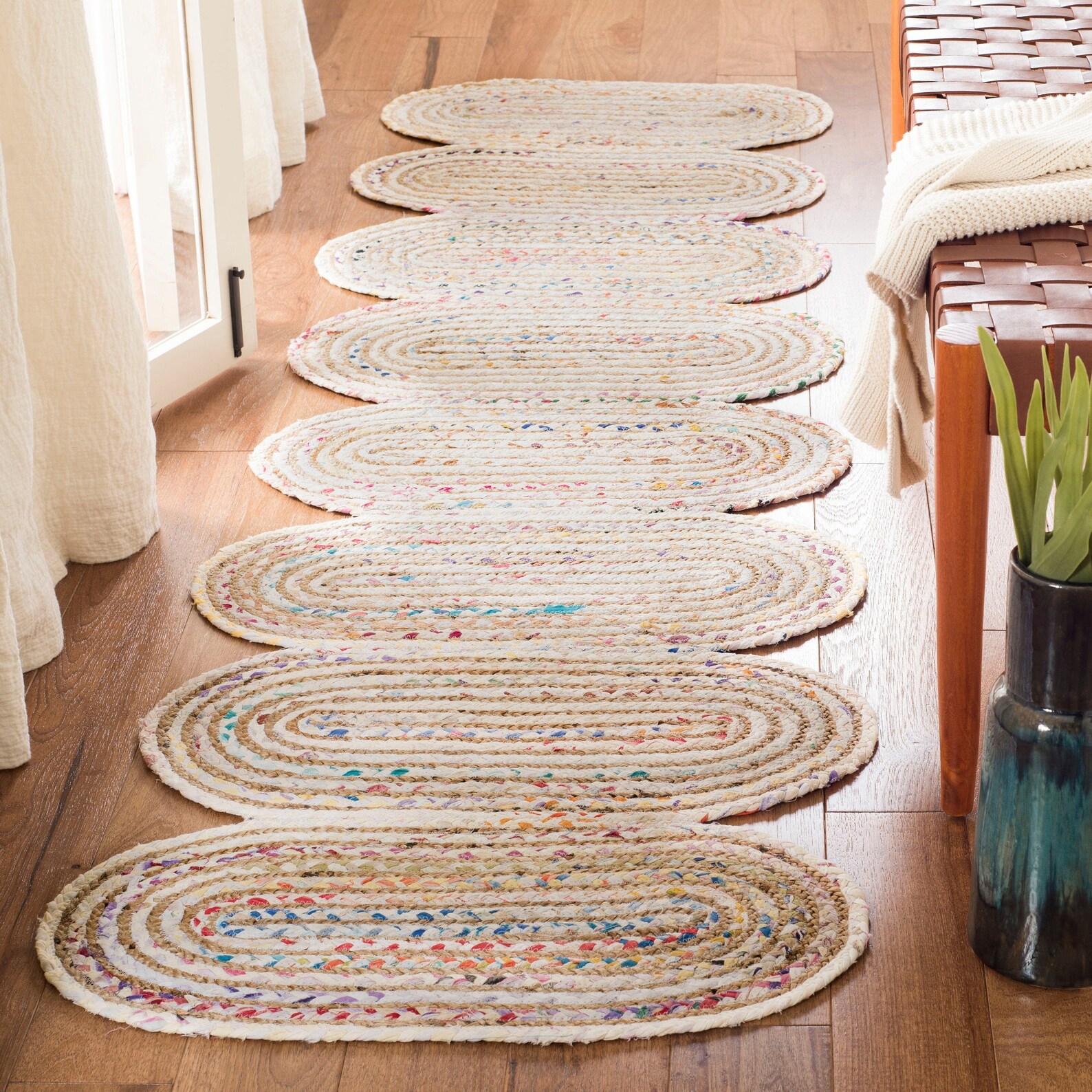 White Cotton Hallway Runner 2.5 X 12 Ft Braided Indoor Etsy
