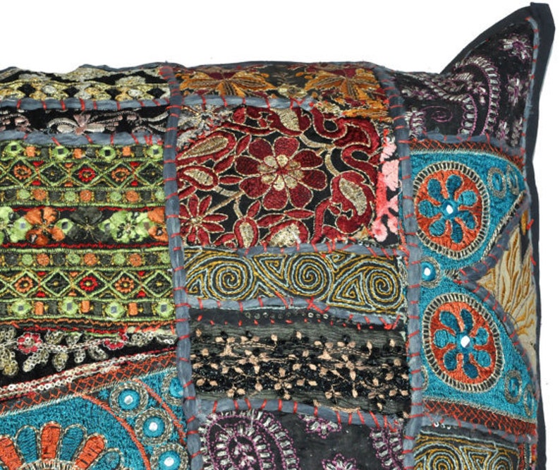 Black Embroidered Throw Pillows for Couch 24X24 Inches Extra Etsy