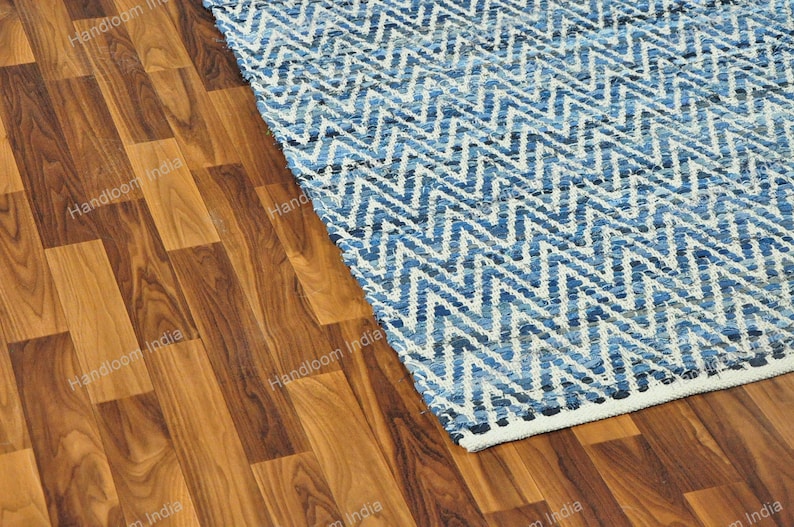 Hand Loomed Rug, Denim Tufted Rug, Woven Scandinavian Rug, Blue Braided Rug, Denim Rug, 5x7 Hand Knotted Rug for Living Area, Hallway Runner