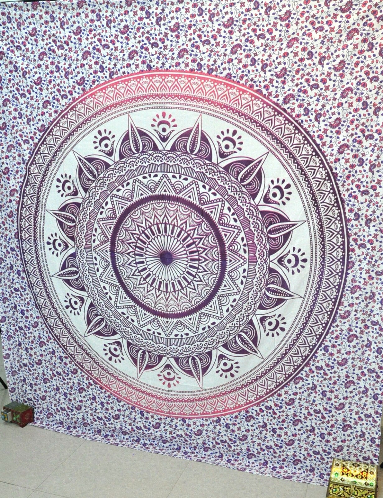 Baumwolle Textil werfen Wandbehang Blumen-Mandala Bettwäsche Königin-Tapisserie Baumwolle Textil werfen Wandbehang Blumen-Mandala Bettwäsche Königin-Tapisserie