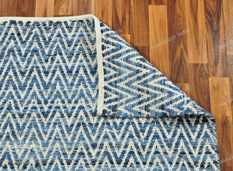 Hand Loomed Rug, Denim Tufted Rug, Woven Scandinavian Rug, Blue Braided Rug, Denim Rug, 5x7 Hand Knotted Rug for Living Area, Hallway Runner