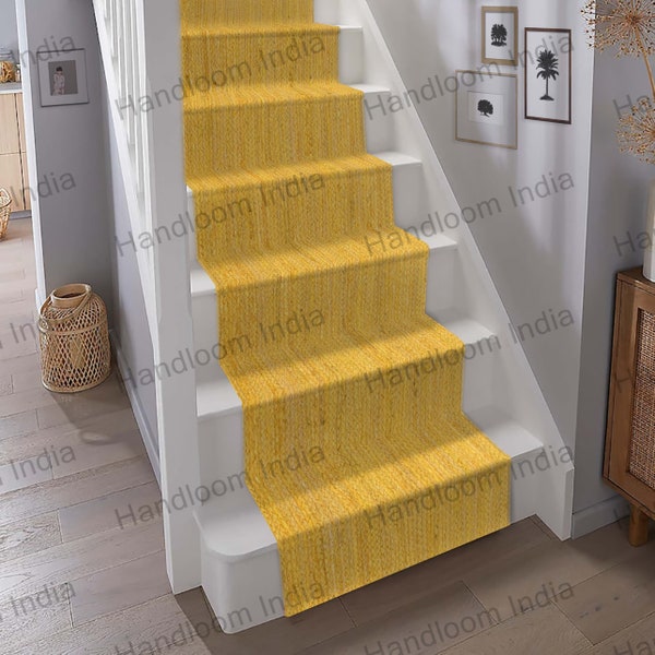 Yellow Stair Runner, Yellow Stair Carpet, Carpet Runner, Entry Way Runner, Modern Stair Runner, Seagrass Stair Rug, Sisal Stair Runner