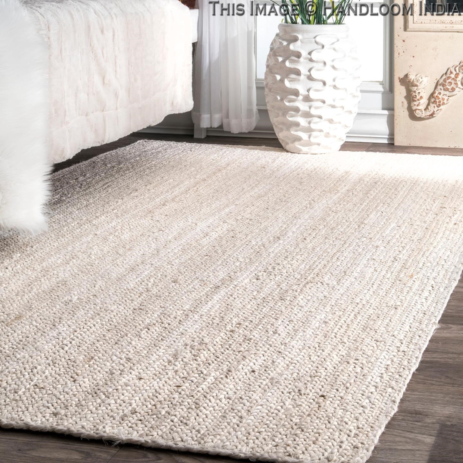 Braided 5 X 8 White Area Rug for Living Room Bohemian 6 X 6 Etsy