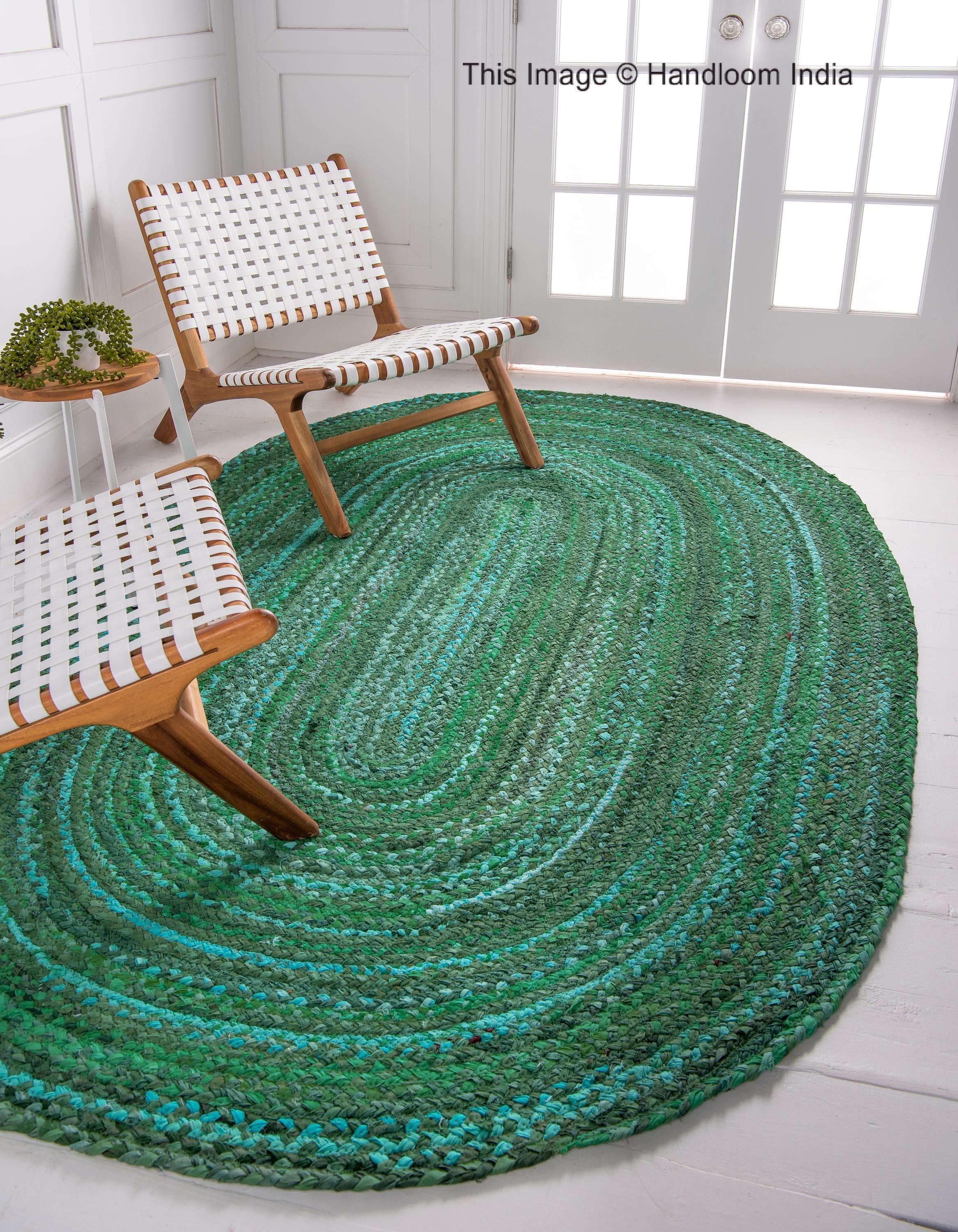 Green Chindi Braided Rug 8 X 10 For