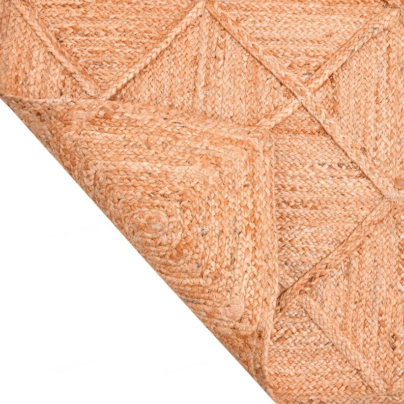 Square Box Pattern Jute Rug Seagrass Hall Runner Natural Fiber Carpet ...