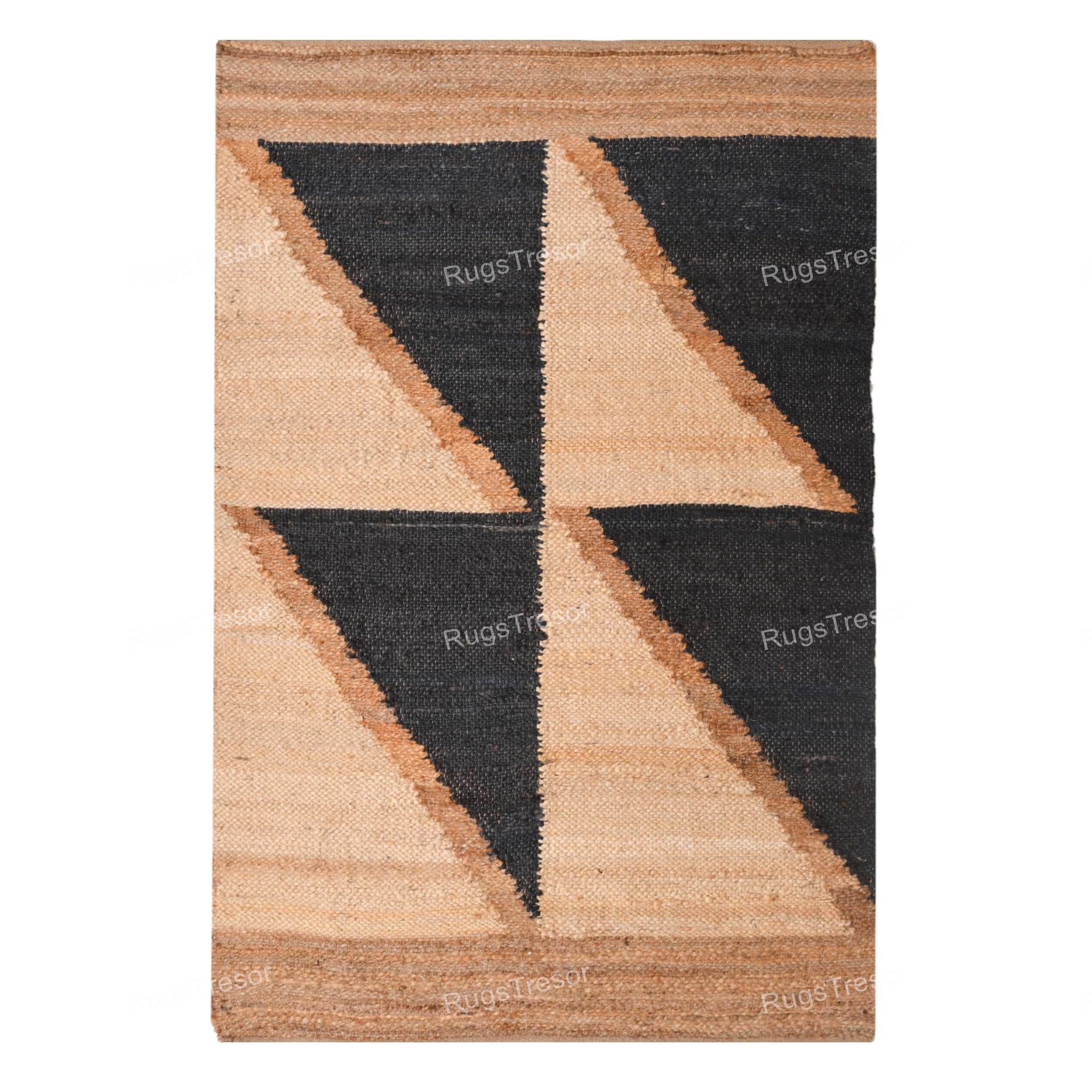S & L Homes Jute-Teppich Handgewebt – 1,5x2,4m, Naturfarben, Baumwollanteil, Rustikales Boho-Dekor