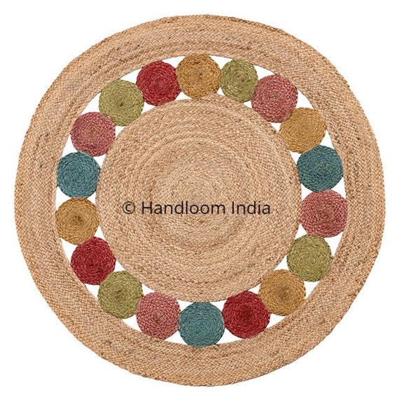 Natural Jute Door Mats Hand Braided Jute Round Bathroom Rugs Etsy