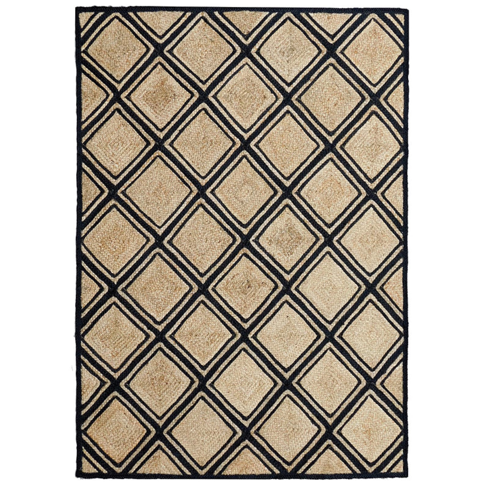 Natural Jute & Black Braided Rugs for Living Room 5 X 7 Feet Etsy