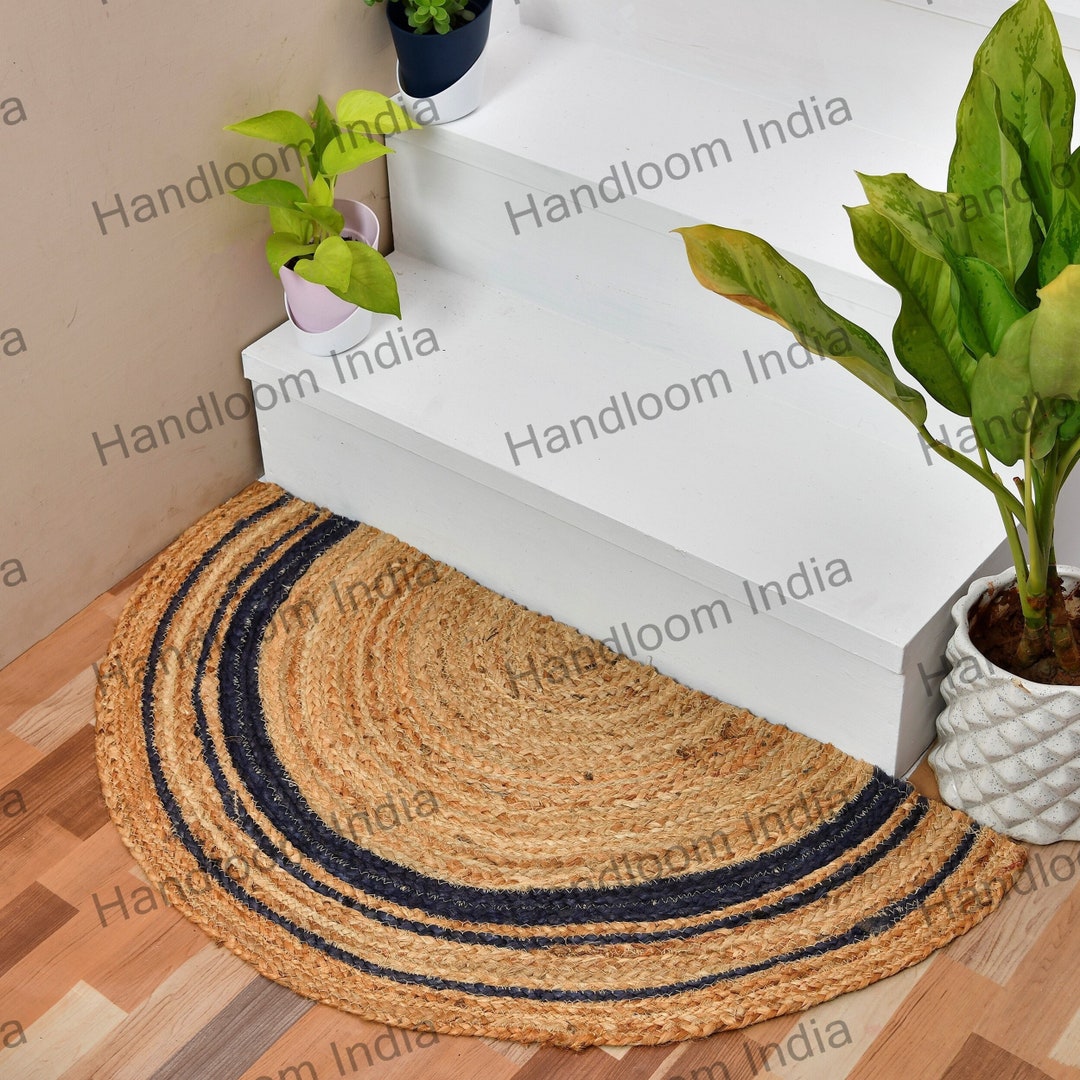 Half Round Jute Rug, Half Moon Doormat, Jute Entryway Rug, Half Circle